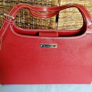 LIZ CLAIRBORNE Faux Leather Handbag Red Shoulder B